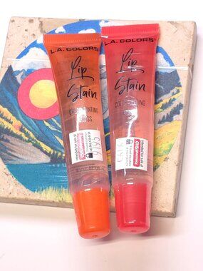2pc L.A. Colors Lip Stain Color Tinting Gloss Duo - Strawberry Star & Posh Peach